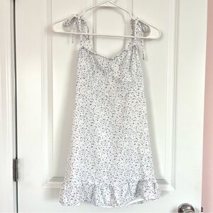 Hollister Tie Strap Sweetheart Blue Floral Mini Dress